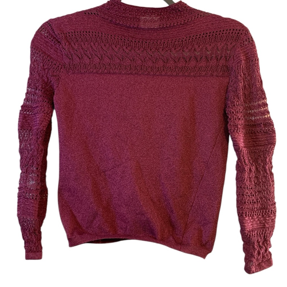 Misa Los Angeles Pink Sparkle Cropped Long Sleeve Knit Top. XS/S. SKU 531